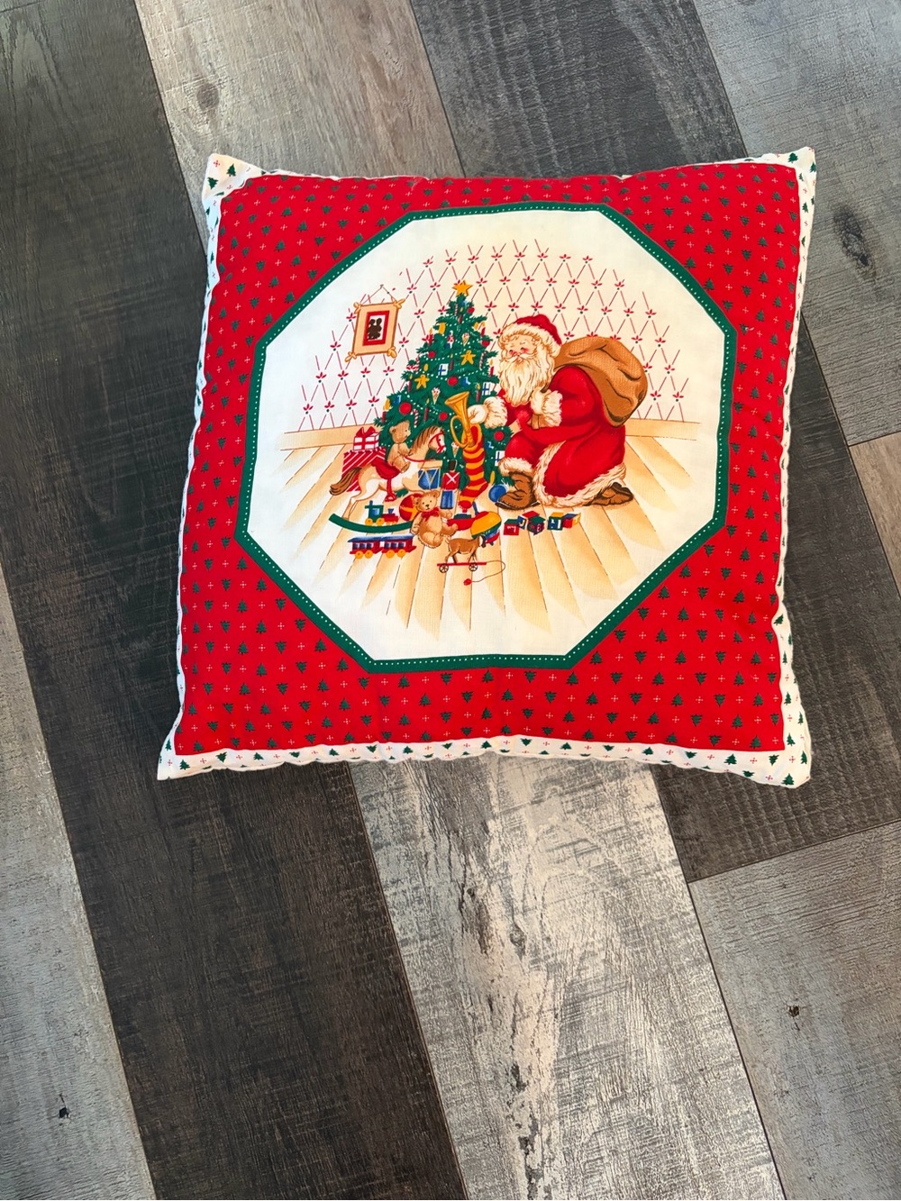 Handmade Santa Christmas Throw Pillow 16x16 Holiday Decor
